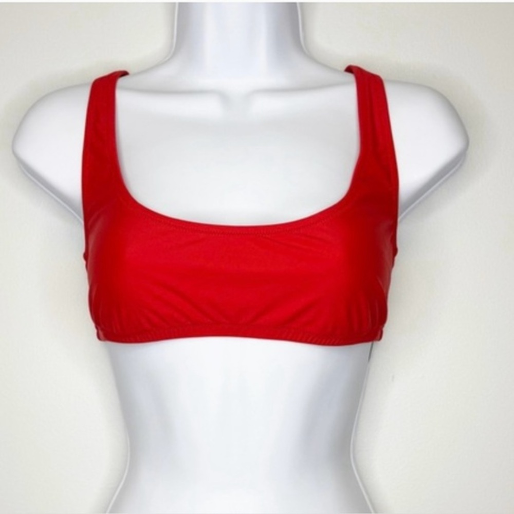 J.Crew Heritage Scoopneck Bikini Top, Size Medium, NWT, Vibrant Red